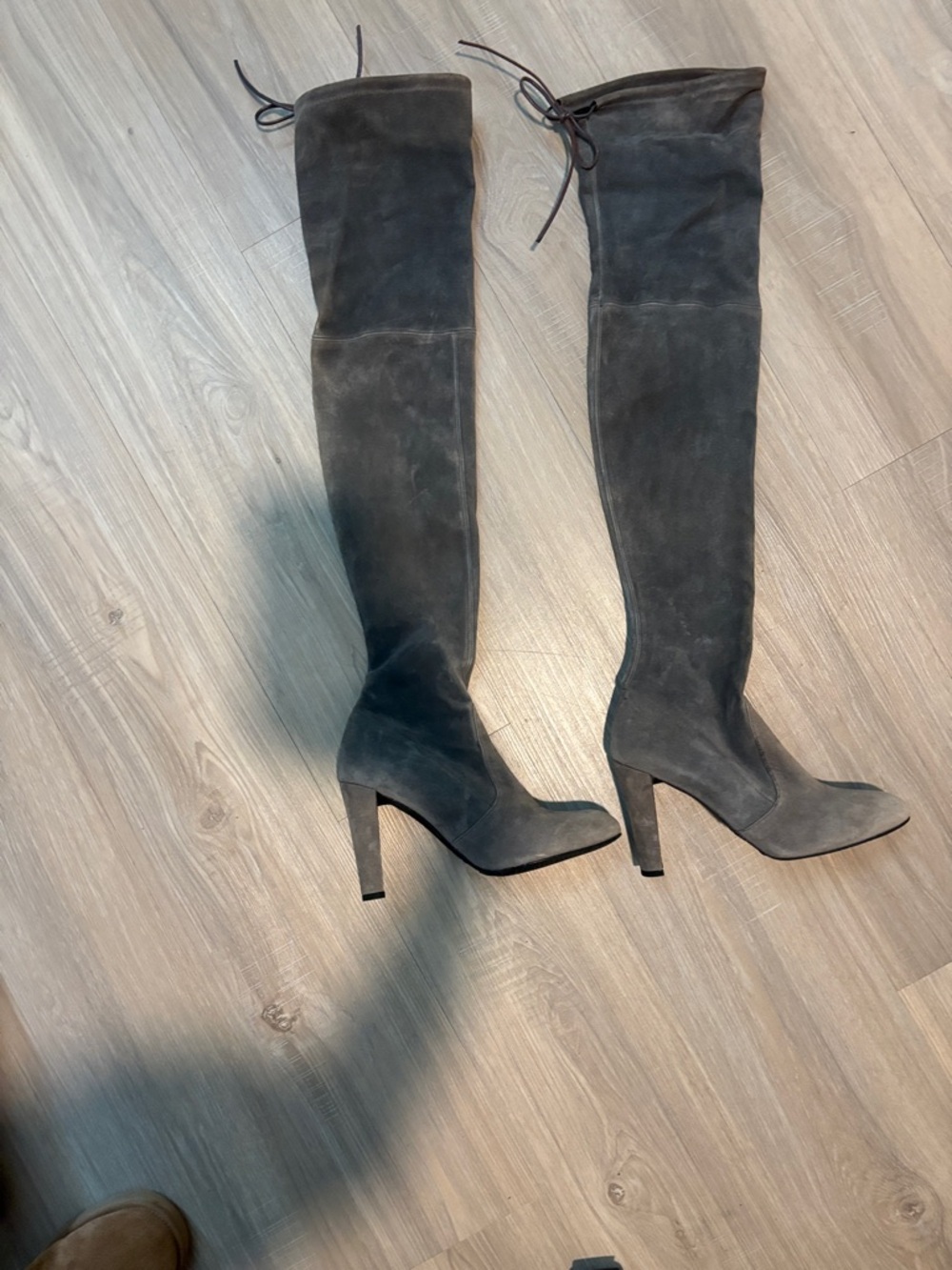 Stuart Weitzman Over-the-Knee Suede High Heel Boots - Charcoal Gray